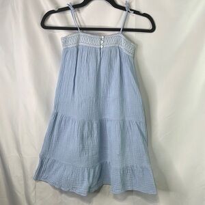 🦩 The Little White Company London blue cotton gauze sun dress 4/5 yes